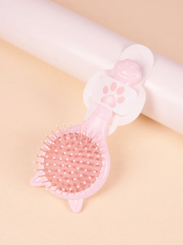 Portable Kawaii Cat Shaped Anti-Static Airbag with Mirror Comb, Salon Hair Styling Airbag Mirror Comb
