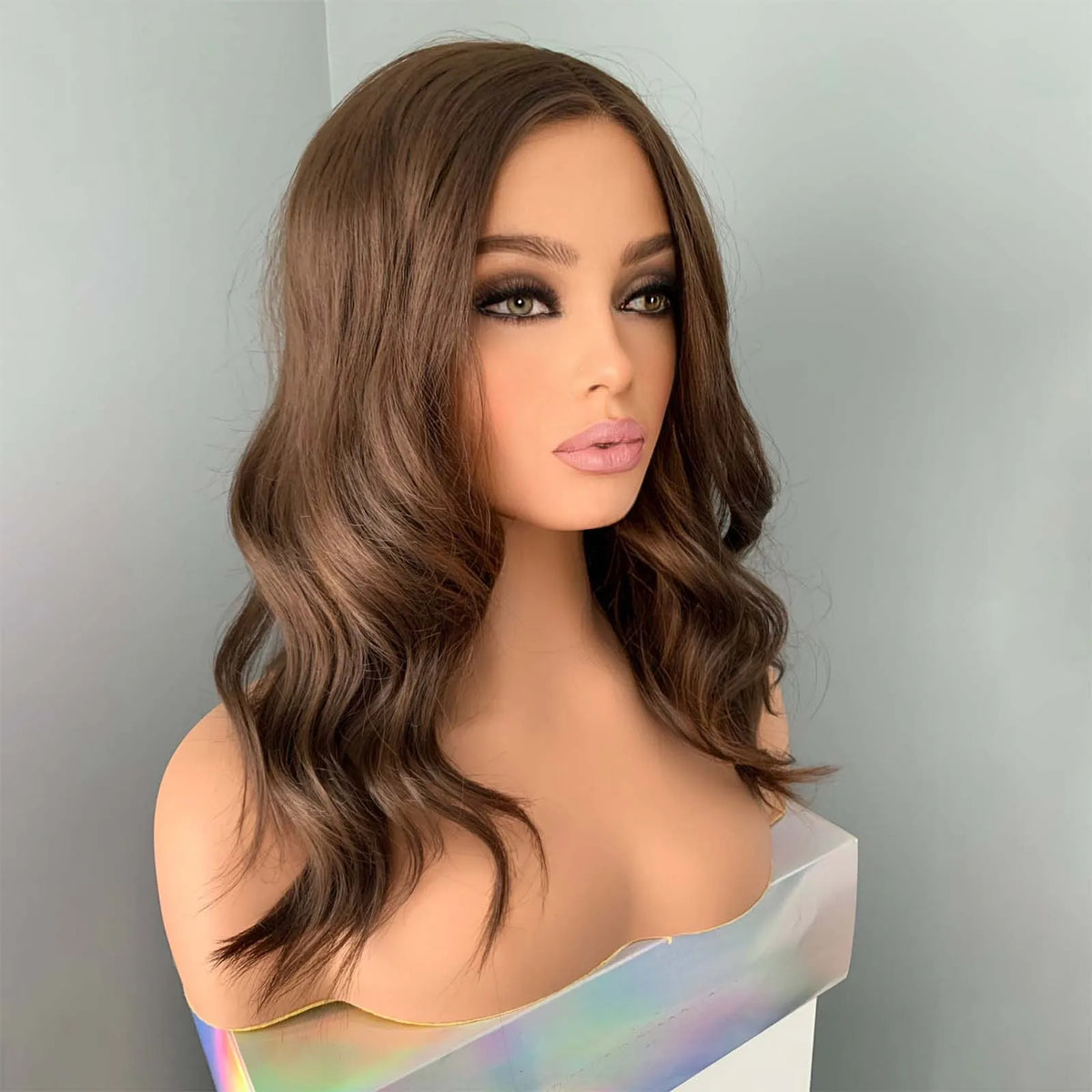 Brown Wig Short Wavy Synthetic Lace Front Natural Frontal Chocolate Brunette Hair
