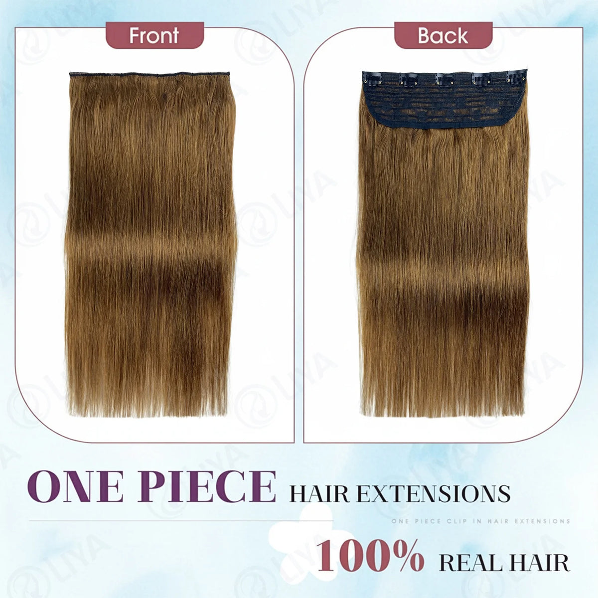 Light Brown Bone Straight Clip in Hair Extensions Full Head One-piece Human