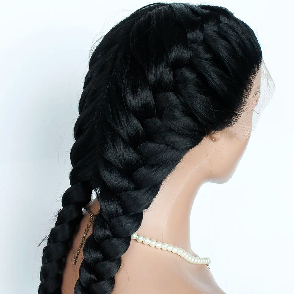 Double Dutch Braids Synthetic Cornrow Braided Wigs Braided Lace Front Wig