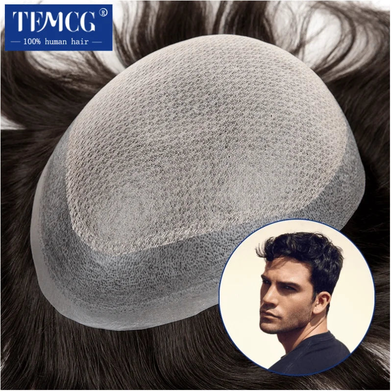 Toupee Diamond Lace Base Injected PU Around Wig Natural Human Hair Prosthesis
