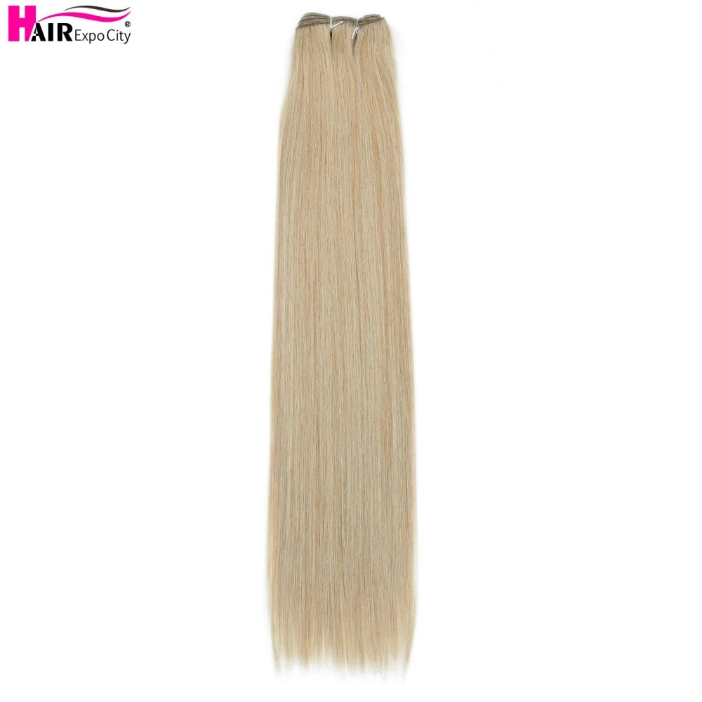 Bone Straight Synthetic Hair Bundles Ombre Blonde Weft Super Long Weave Extensions