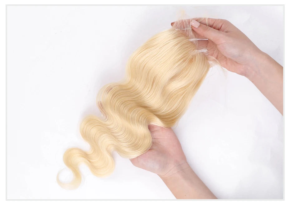 613 Blonde Body Wave, 13x6 HD Lace Frontal Preplucked Brazilian Remy Human