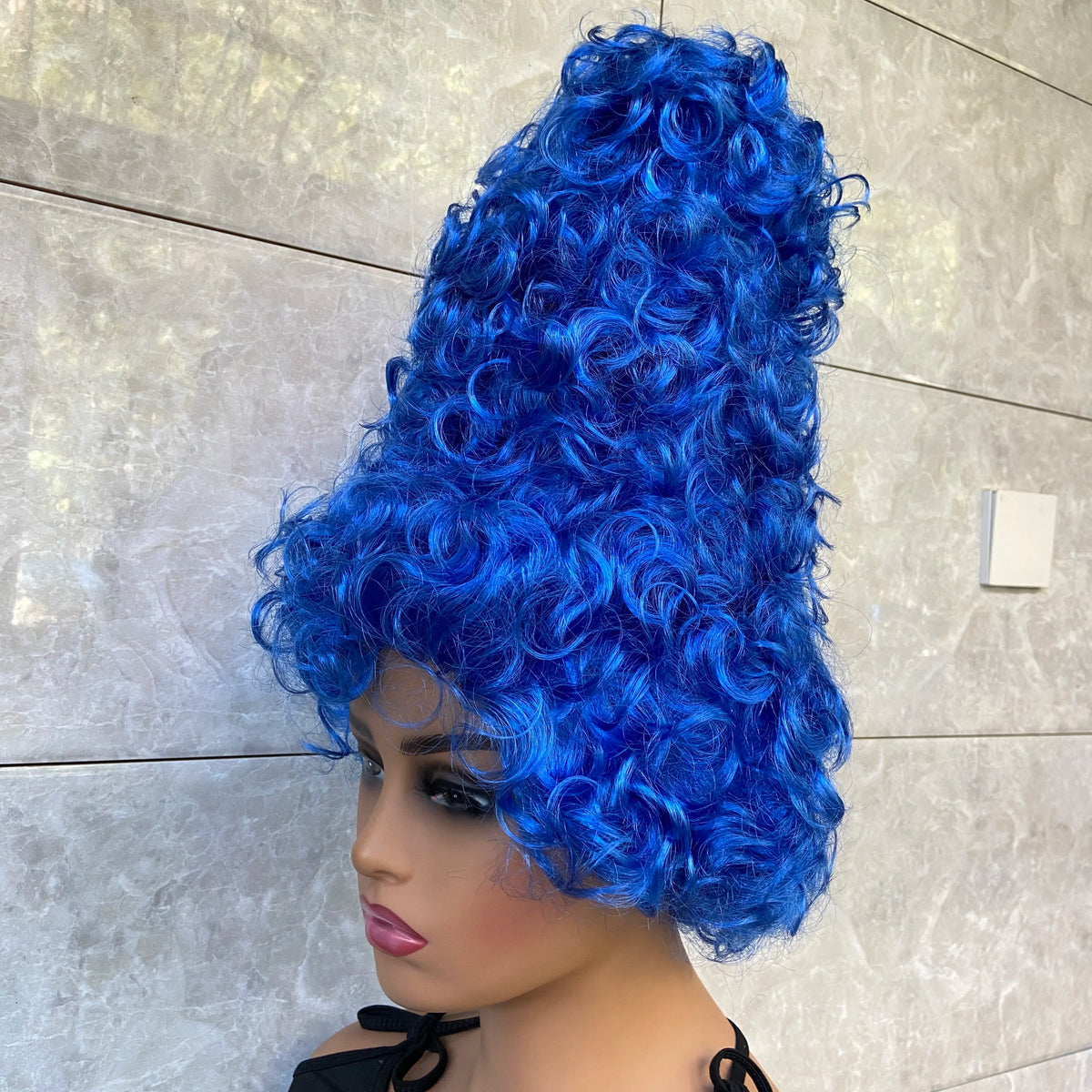 Deluxe Theatrical Halloween Costume Beehive Wig Blue Color Cosplay Wigs