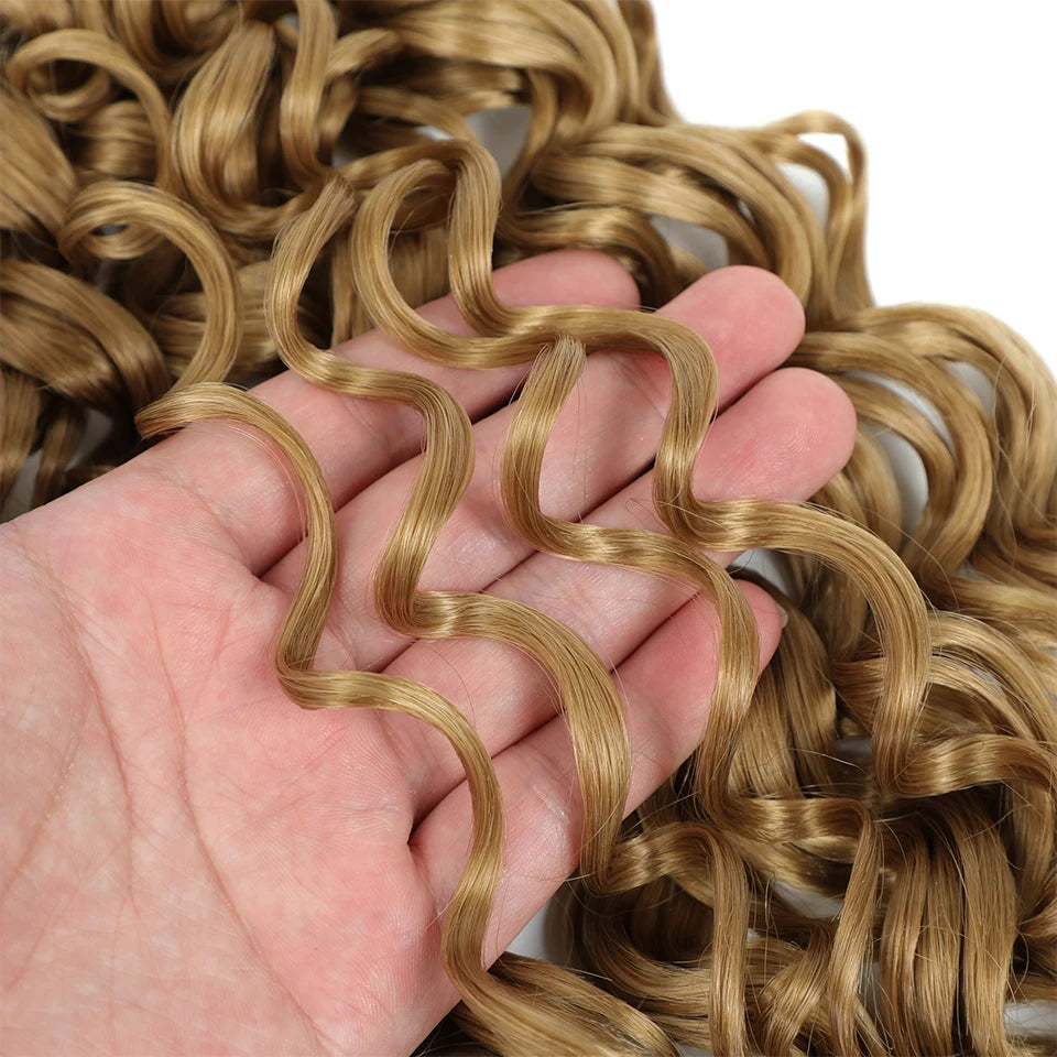 Curl Crochet Hair 14inch 1-8 Packs Ombre Brown Water Wave Curly Braiding