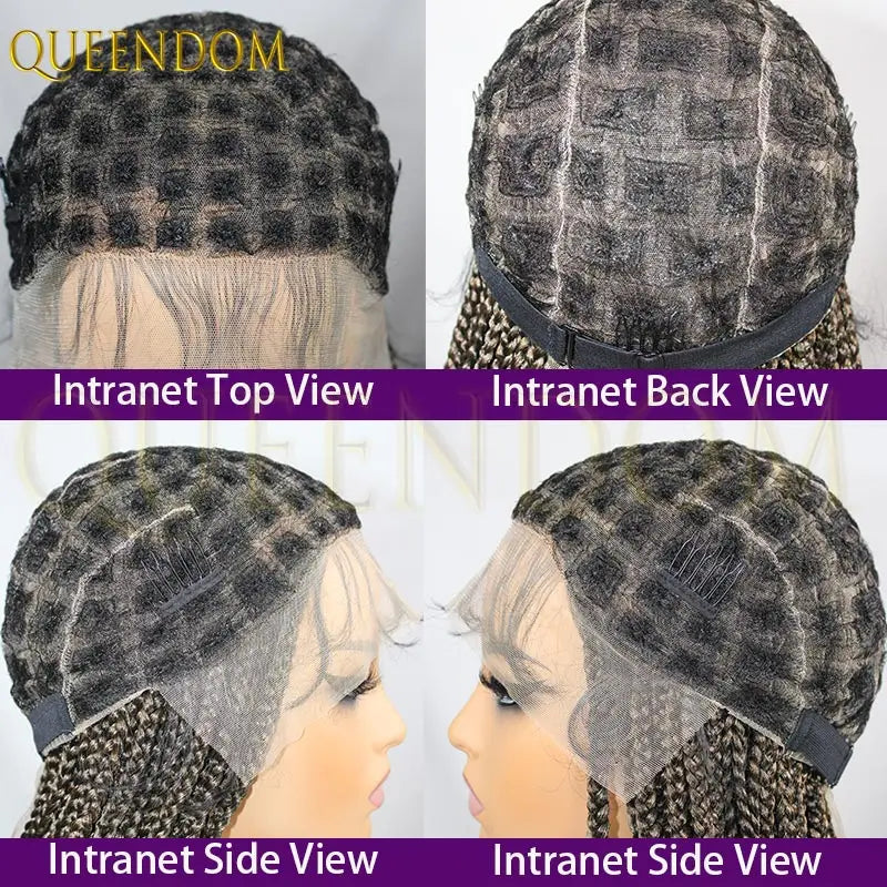 36" Synthetic Full Lace Wig Knotless Box Braid African Braided Frontal Cornrow