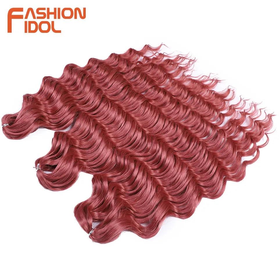 Loose Deep Wave Synthetic Braiding Hair Extensions - 24 Inch Water Wave, Ombre Blonde Twist Crochet