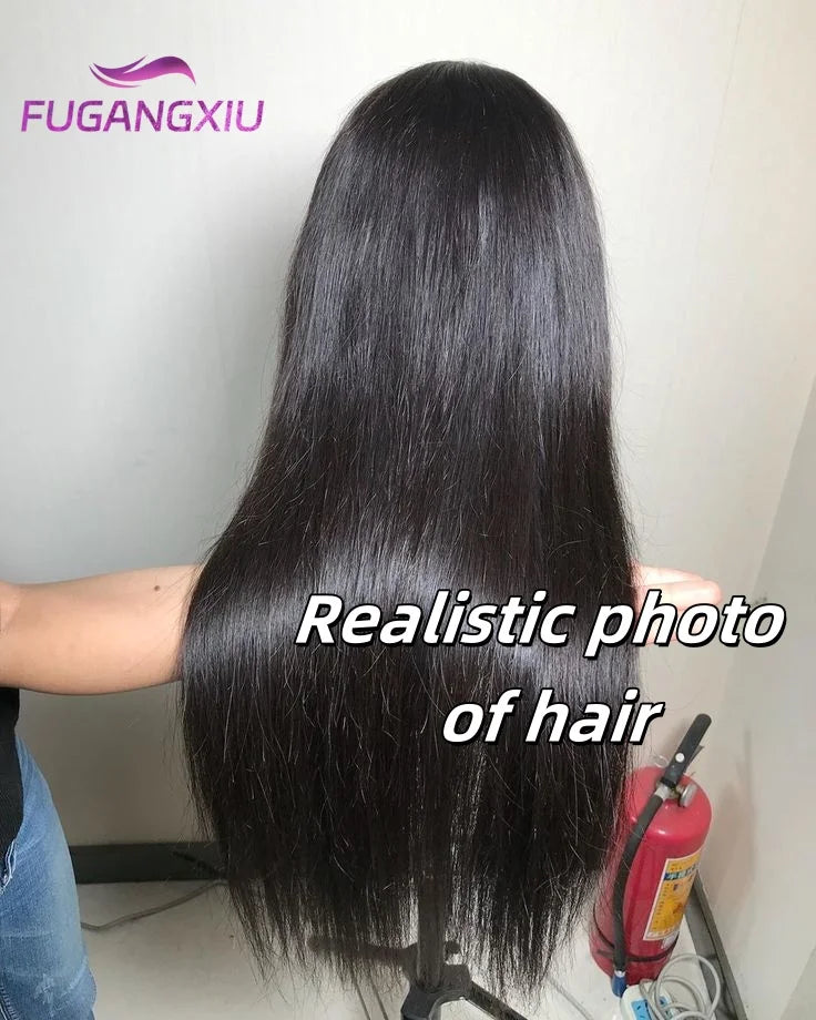Peruvian Straight Full Machine Made Wig Bang, 180% Natural Human Hair Pre-plucked