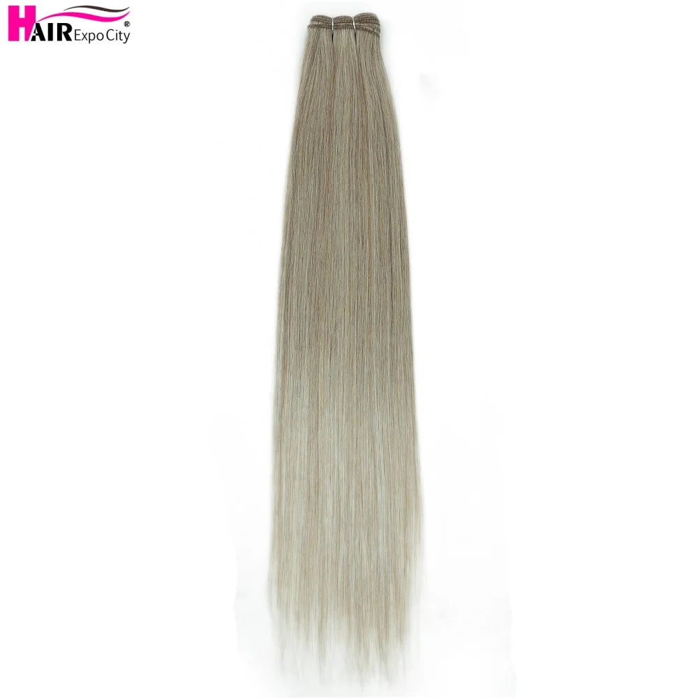 Bone Straight Synthetic Hair Bundles Ombre Blonde Weft Super Long Weave Extensions