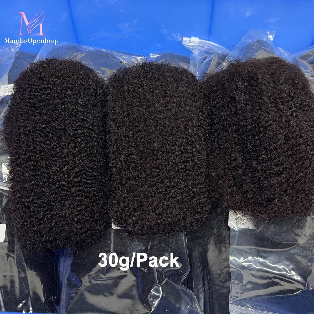 Natural Brazilian 4C Afro Kinky Bulk Human Hair for Locs Braiding Remy Hair Bundle 30g/Pack No Weft 4C Afro Kinky 10-18 Inch