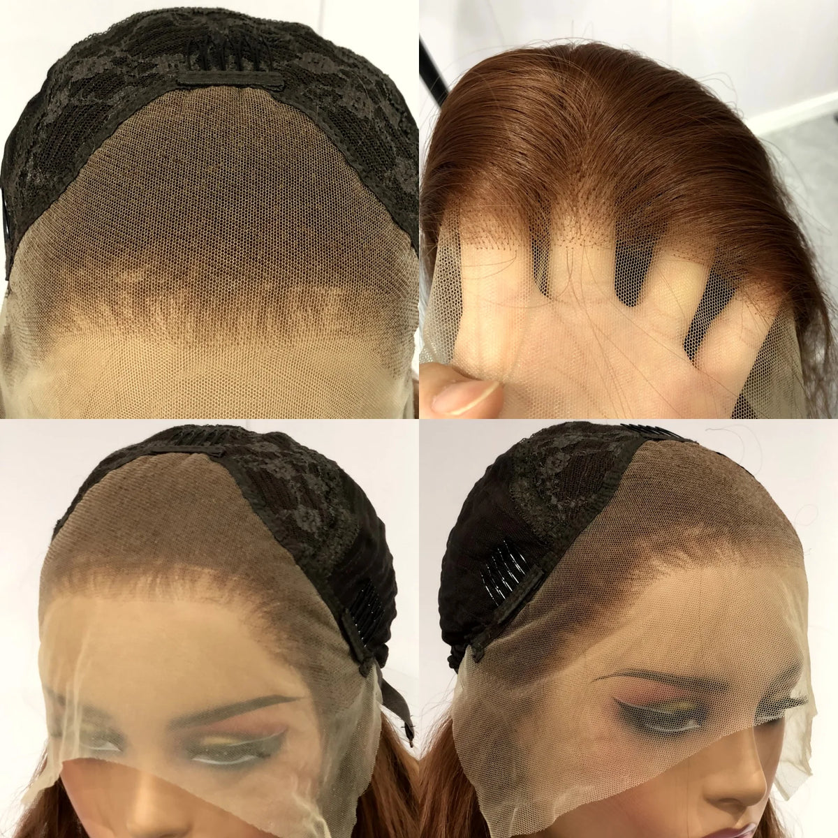 Ginger Brown Wig Long Curly Wavy Synthetic Middle Part Loose Deep Wave