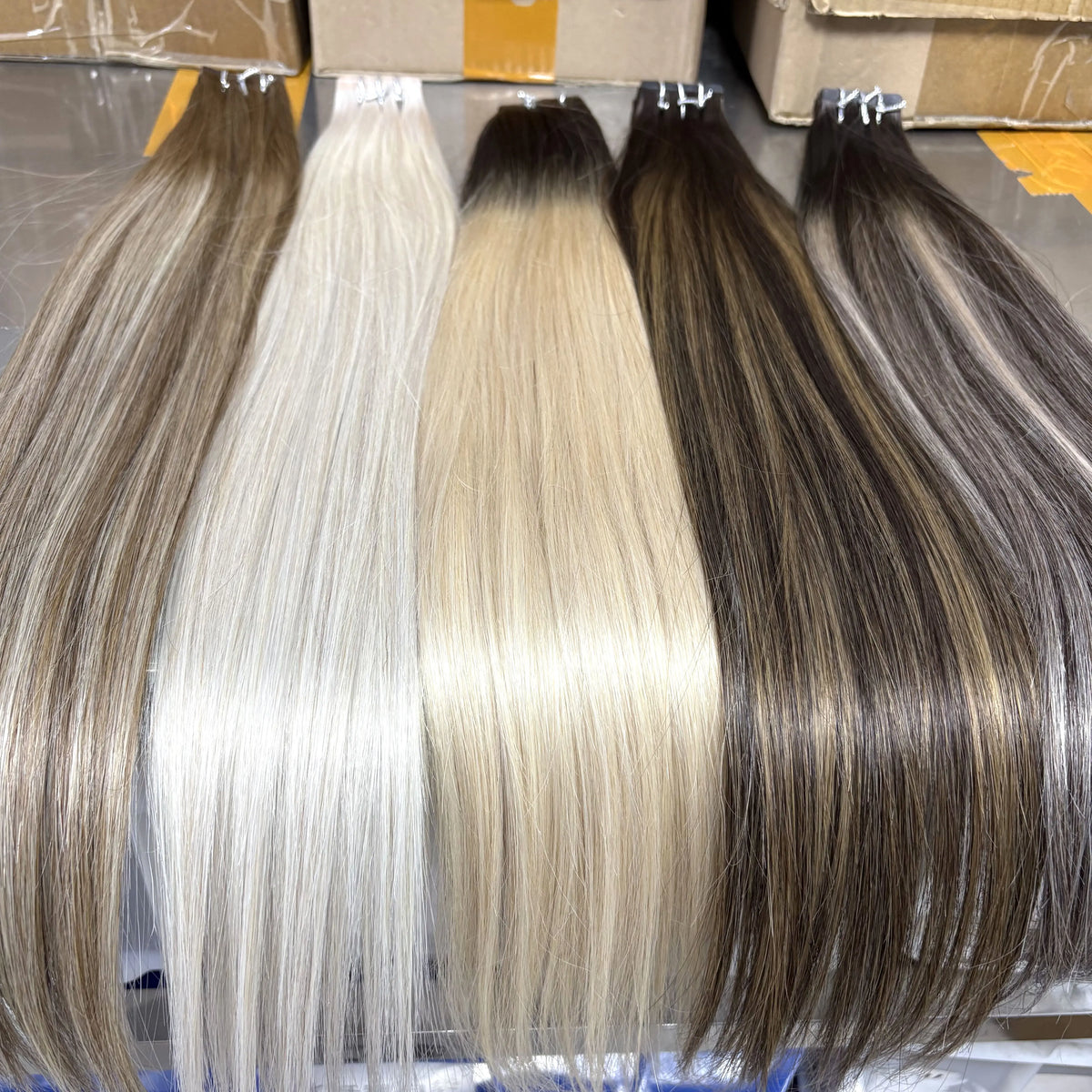 Tape in Vietnamese Virgin Human Hair 50g/ Colored Straight Extensions Skin Weft