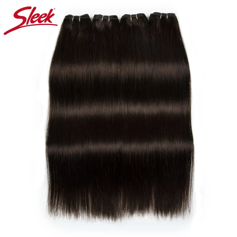 Sleek Peruvian Straight Human Hair Double Drawn Natural Weave Bundles Brown Remy