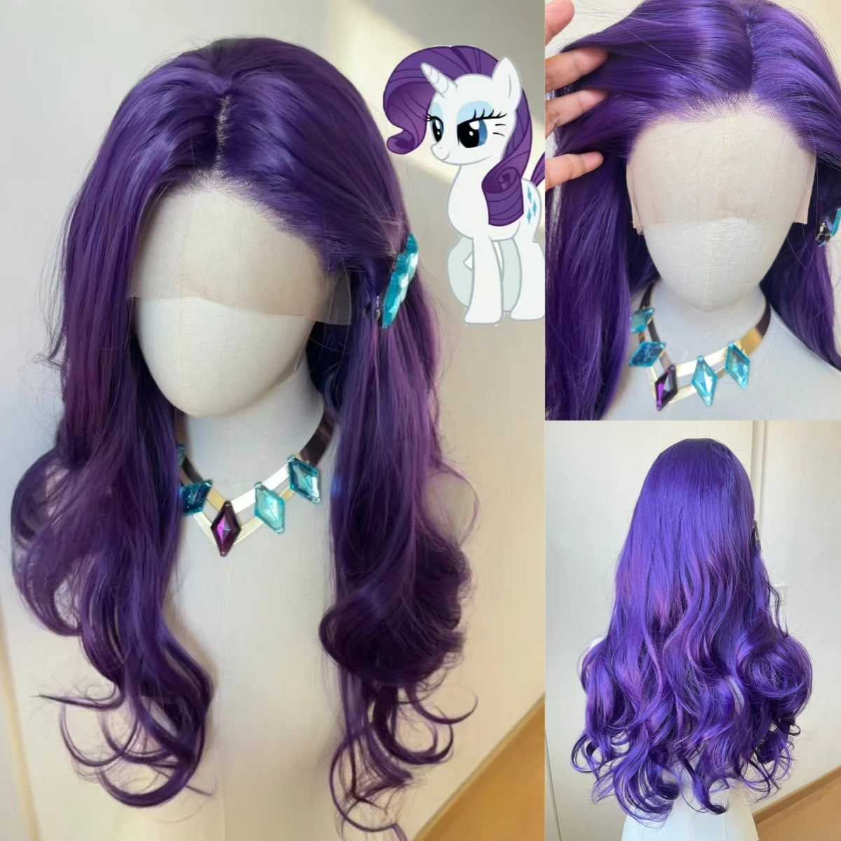 Body Wave Lace Front Wig Pink Purple Red Cosplay 26inch 13*4 Frontal