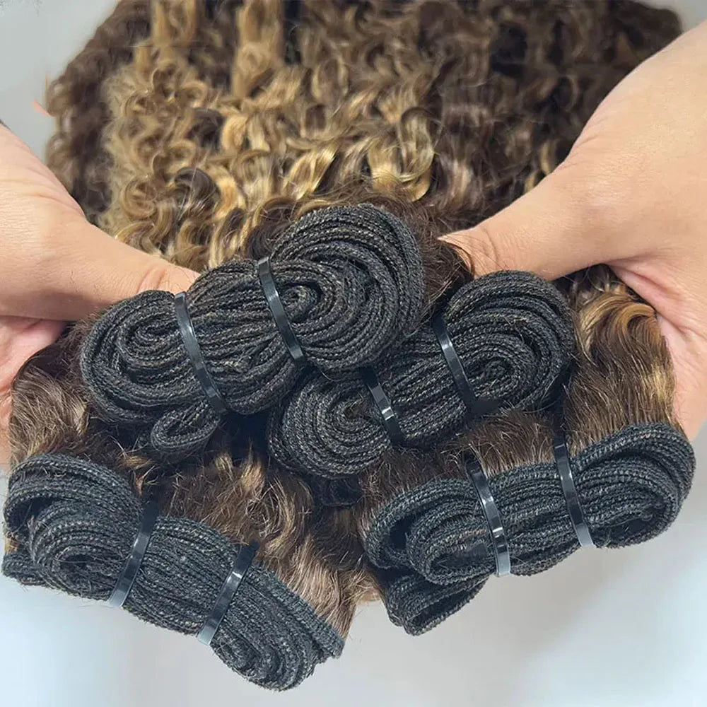 Highlight Color Burmese Curly Hair Bundles Human 3C 4A Colored Spiral Curl