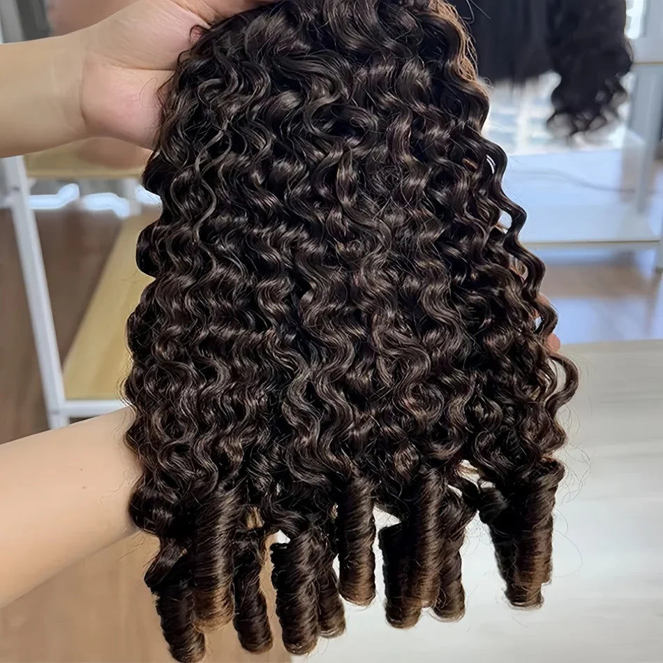 12A Burmese Curly Human Hair Bundles Water Wave Virgin Weave Extensions Ends
