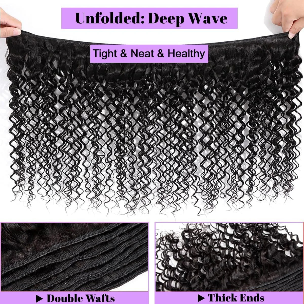 Deep Wave Natural Color Bundles Brazilian Hair Extension Remy One Weave Unprocessed