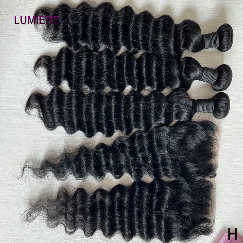Top Loose Deep Wave Bundles Closure Frontal HD Transparent Lace Virgin Raw