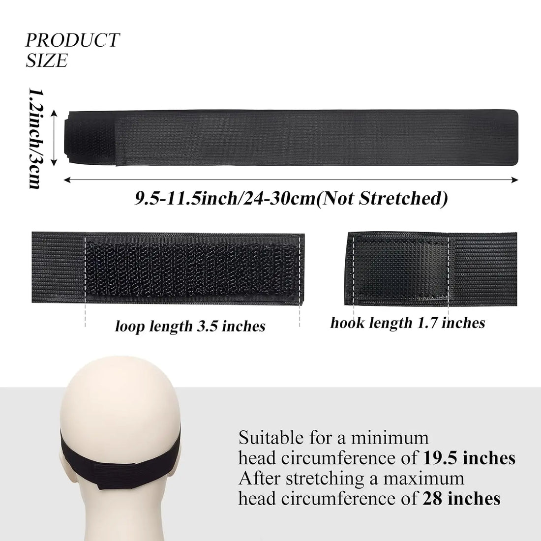 Wig Band Melting Lace Edge Bands,adjustable Length Velcro Fastener Soft Breathable Securing