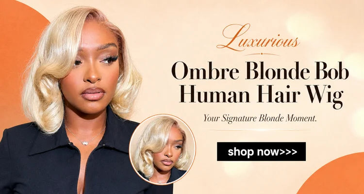 Ombre Honey Blonde Short Bob Human Hair Lace Wig, 13x6 and 13x4