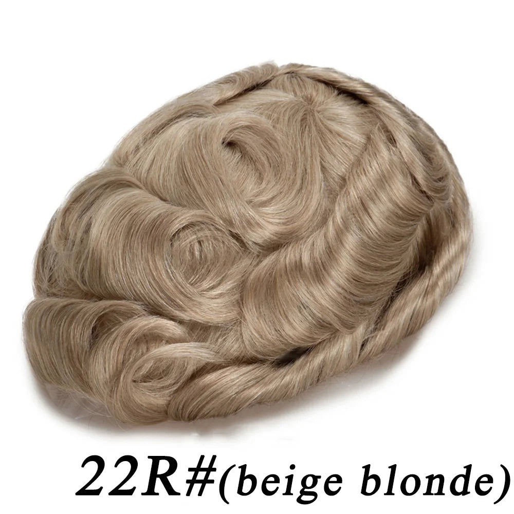 Lace Base Toupee Swiss Front PU Natural Hairline Wig Human Hair Prosthesis
