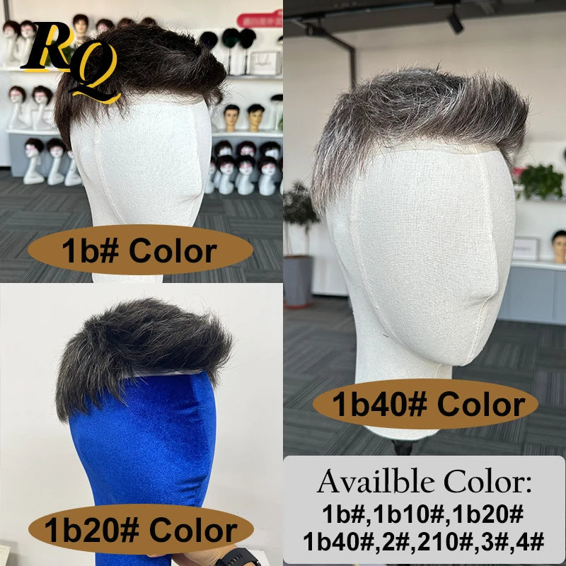 Pre Cut Styled Toupee Hair Thin Skin V Looped Human Replacement System
