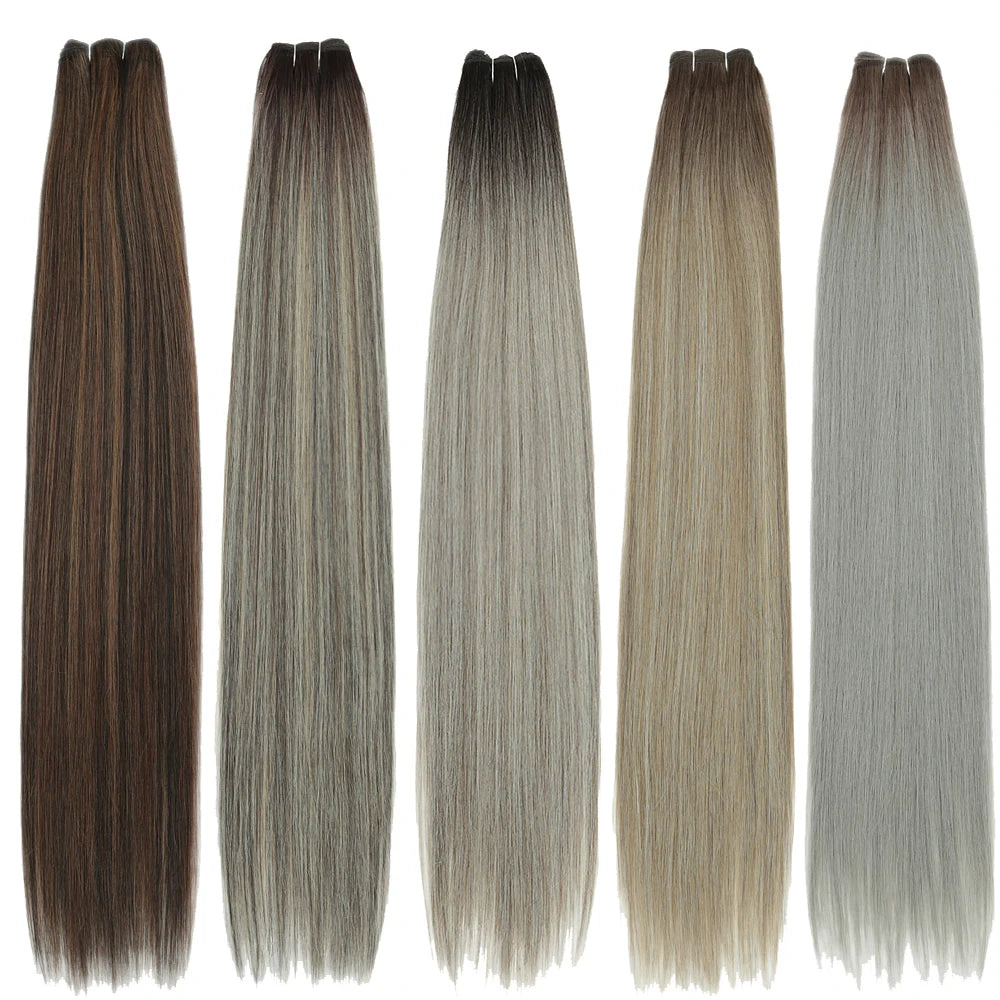 Bone Straight Synthetic Hair Bundles Ombre Blonde Weft Super Long Weave Extensions