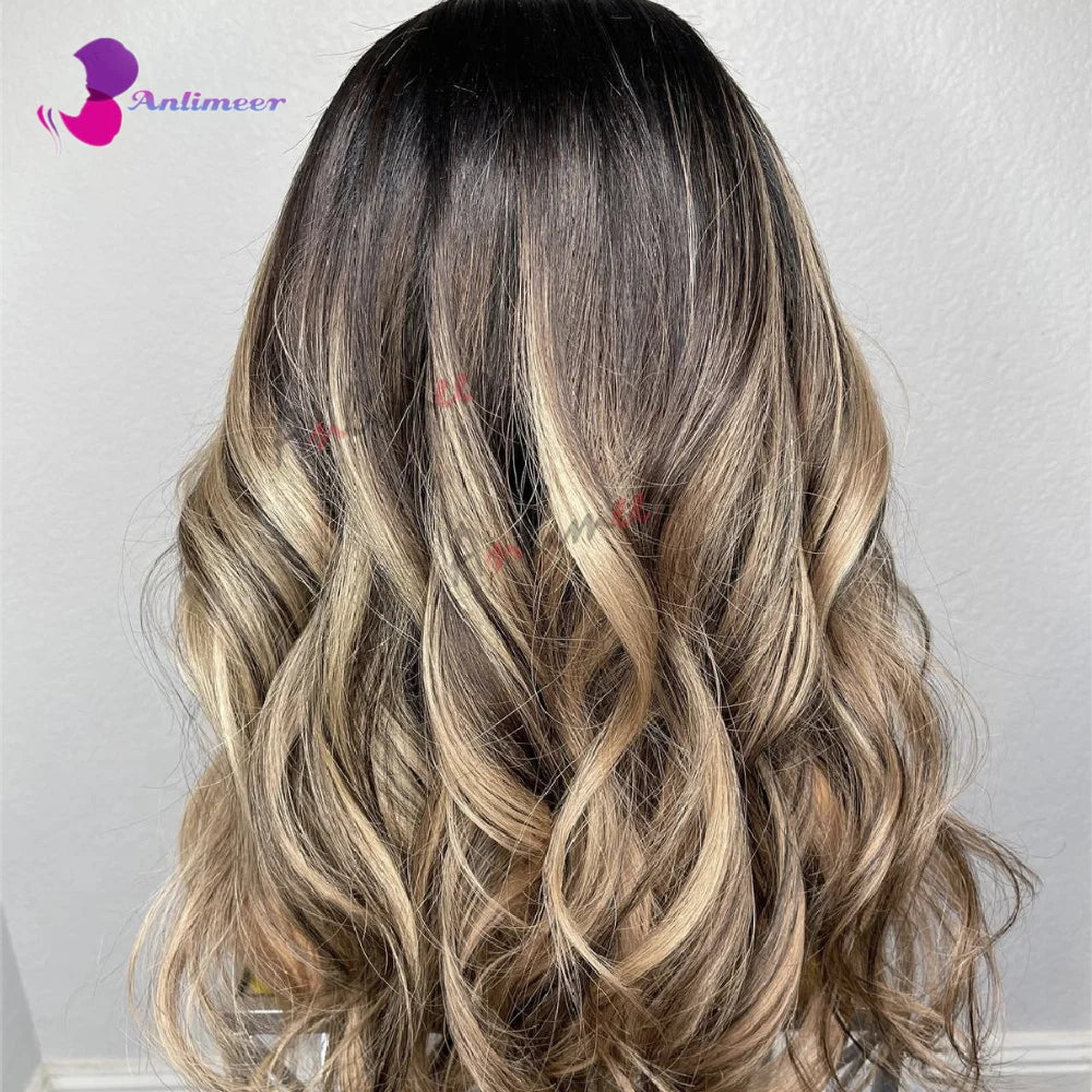 Human Lace Front Wigs Pre Plucked Bleached Knots Highlight Light Blonde Colored