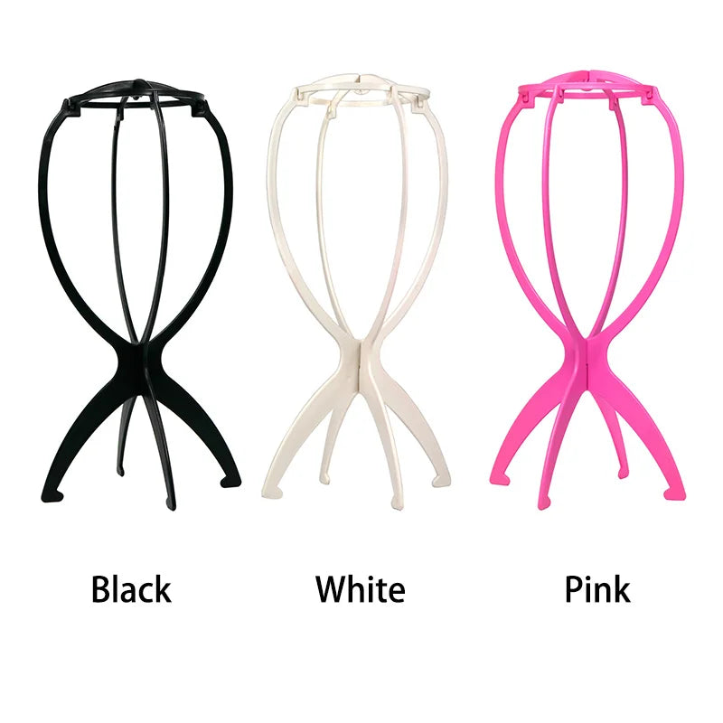 Plastic Wig Stand Portable Head Black Pink Hang Holder Durable Hair Display