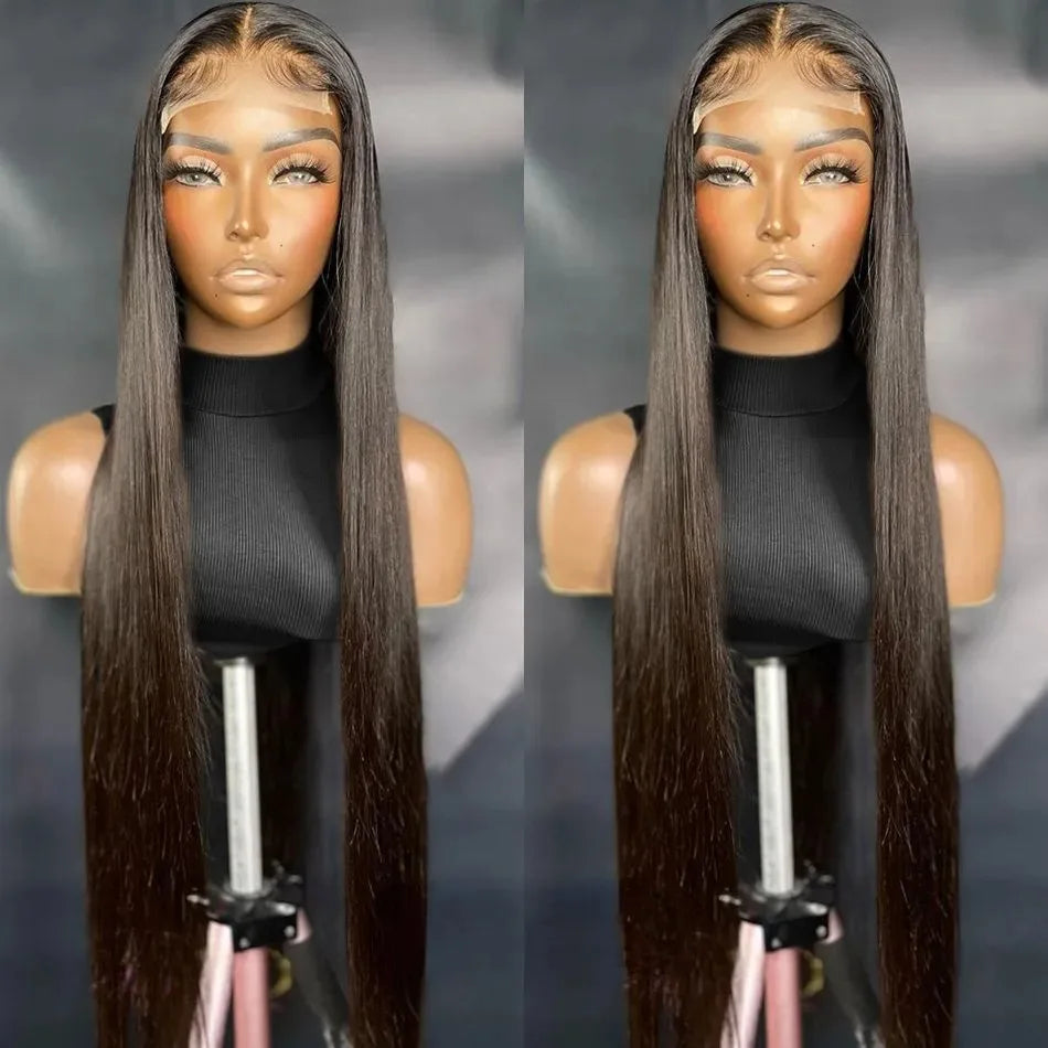 Midnight Blue Wig Long Straight Lace Fornt, 13x4 HD Glueless Synthetic Blend