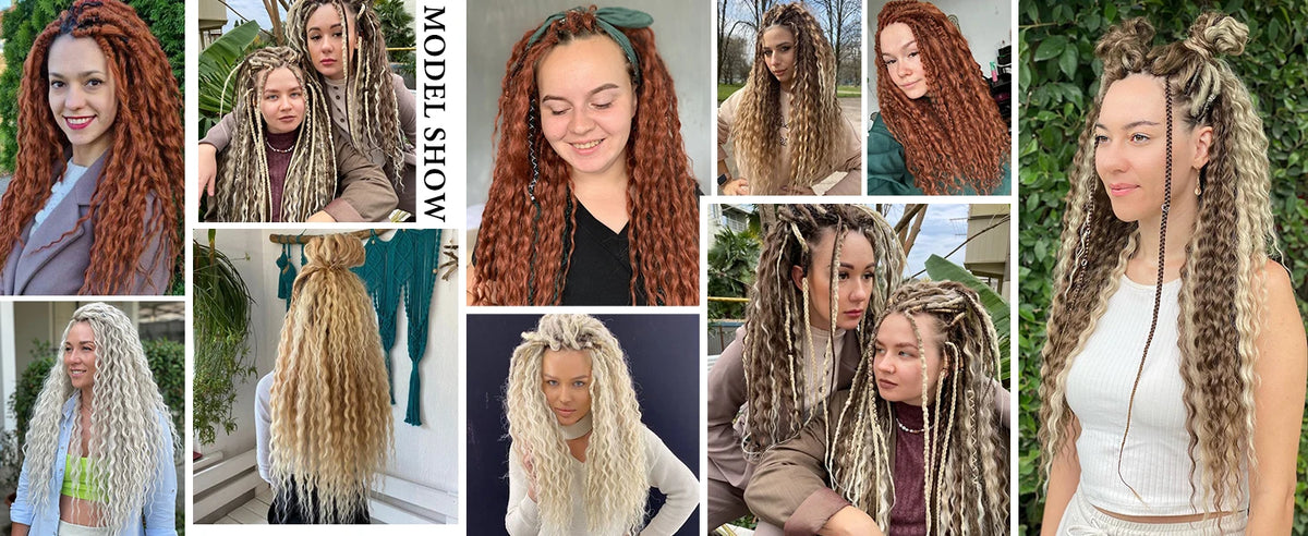 Synthetic 16Strands/Lot SE Dreadlocks Braids 24 Inch Hair Extensions, 3 In 1 Mixed Hippie Style Single End Dreadslocks