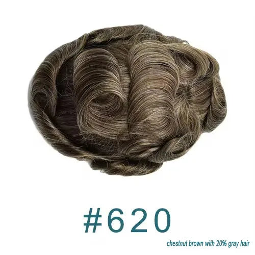 0.02mm Super Thin Skin 1B10 Grey Wig Natural Hairline Undetectable 80%Density Men's