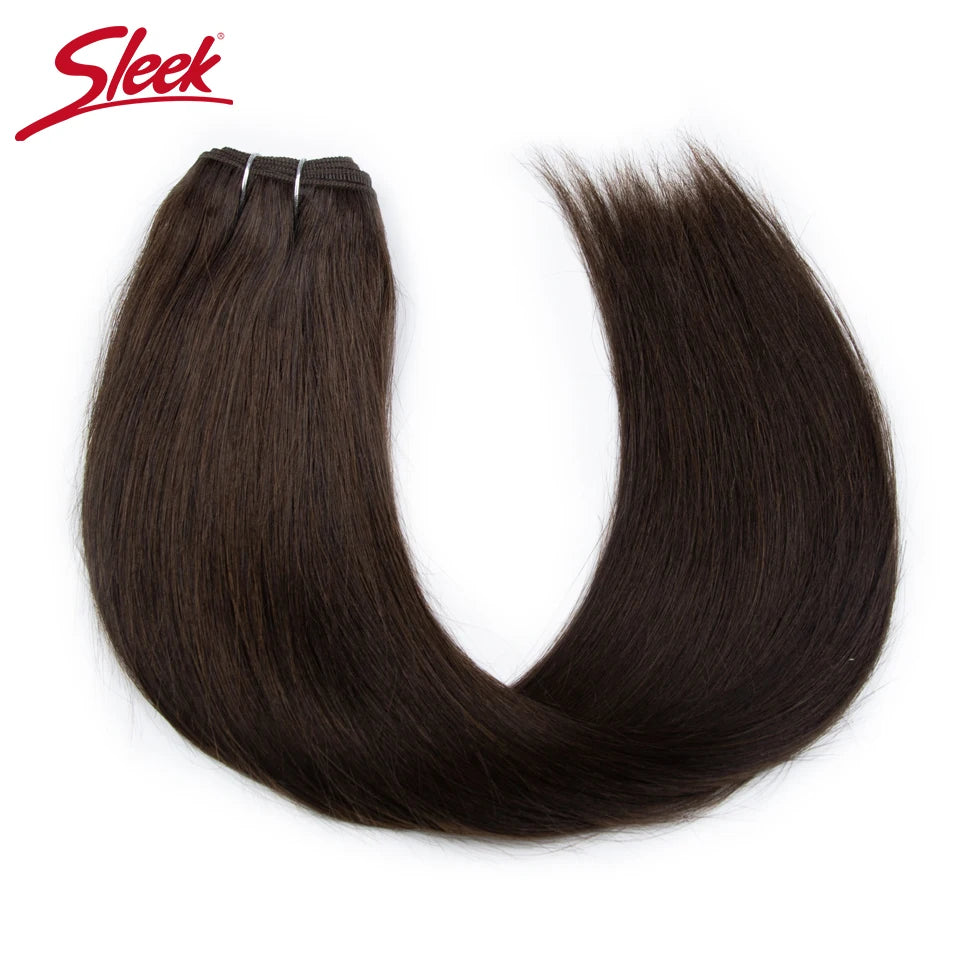 Sleek Peruvian Straight Human Hair Double Drawn Natural Weave Bundles Brown Remy