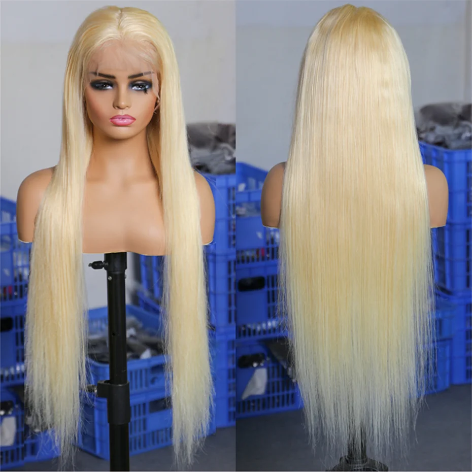 613 Honey Blonde Straight Human Hair Lace Frontal Wig, 13x6 13x4, Pre-Plucked, Brazilian