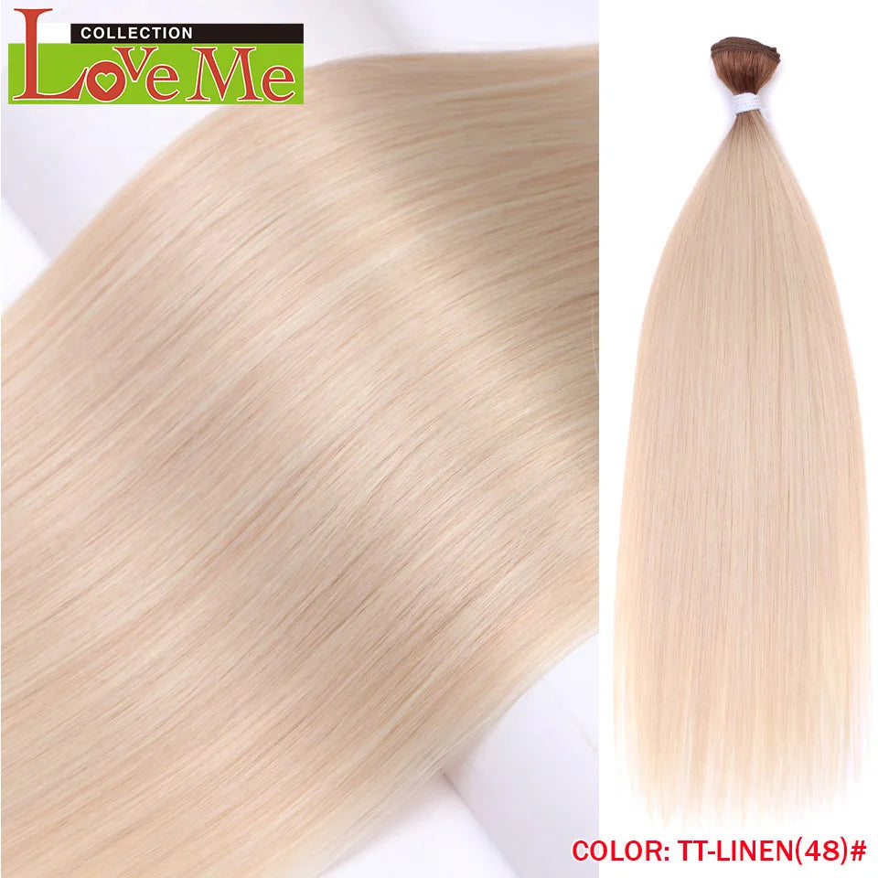 Yaki Straight Hair Extensions Salon Synthetic Bundles Temperature Fiber Ombre Blonde Fake
