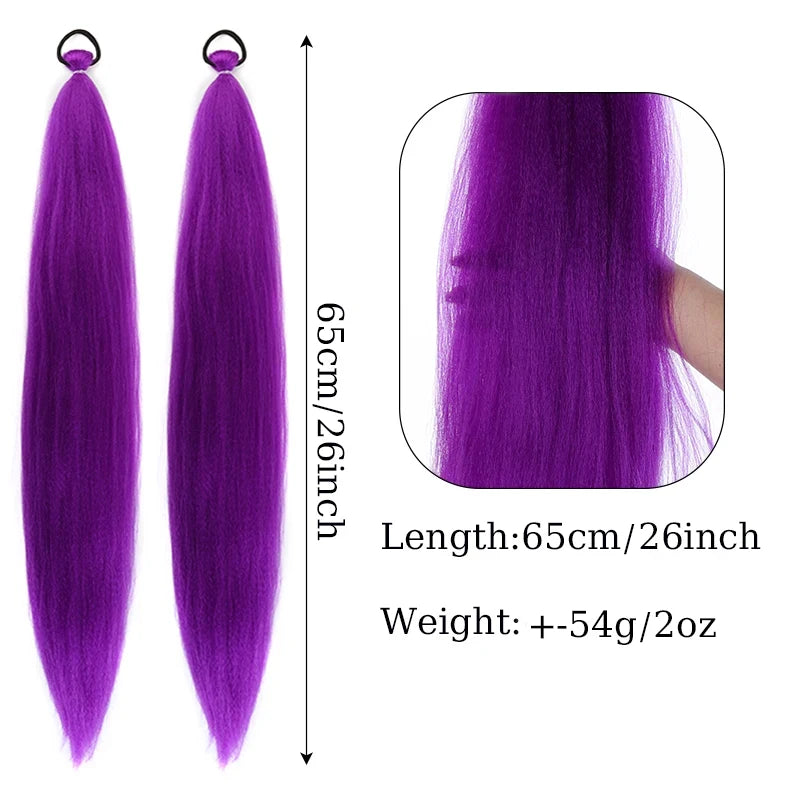 Synthetic Purple Hair Ponytail Wig Extension Braiding Kids Girls Tie Costume Party