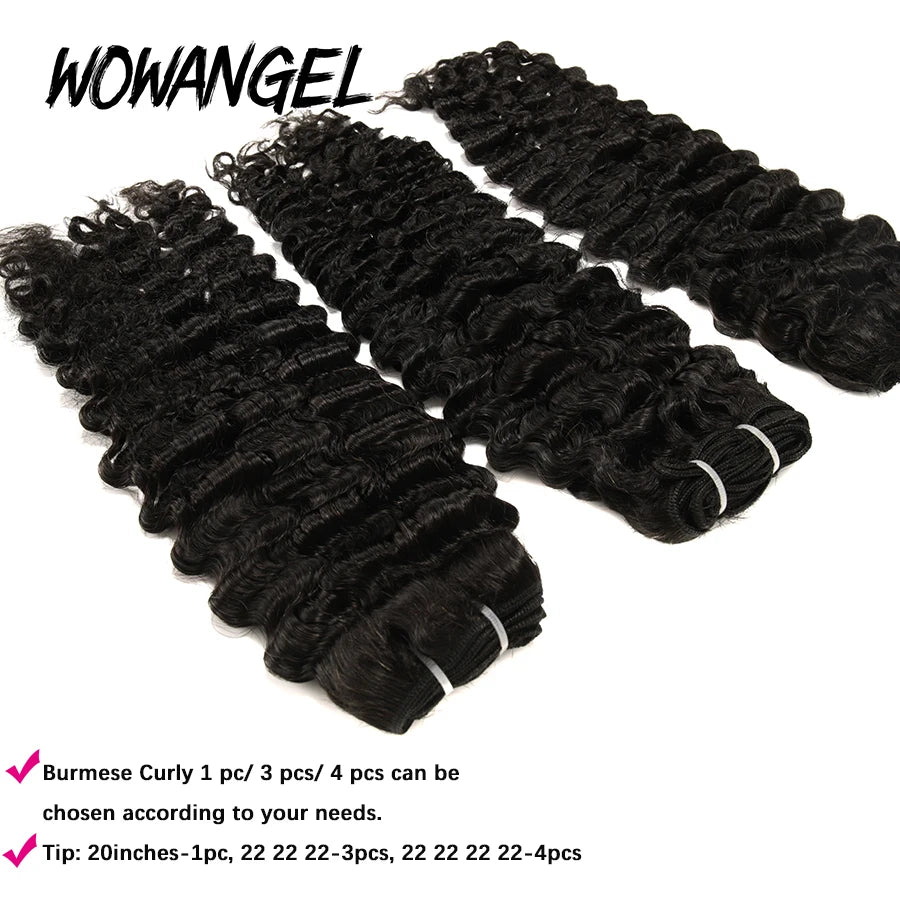 Burmese Curly Bundles Human Hair 10A Brazilian Virgin Extensions Single