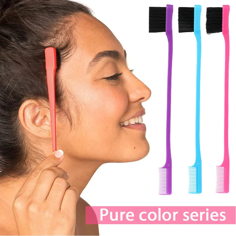 Dual Hair Edge Brush Teasing Comb 3N1 Control Holiday Gift Edges Baby
