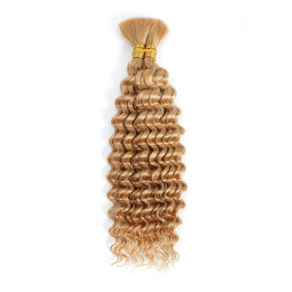 Deep Wave Bulk Human Hair Braiding Blonde Brown Curly Brazilian Extensions Micro
