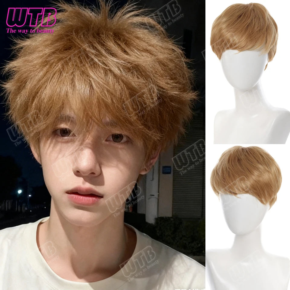 Short Synthetic Wig Unisex Multi-Color Short Curly Wig Adds Hair Volume Changes Hairstyle Suitable for Daily Wear and Holidays