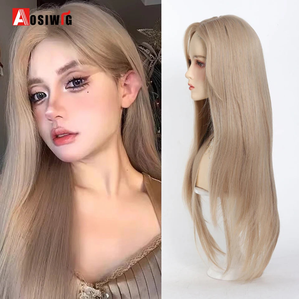 Blonde Twin Ponytail Princess Cut Natural Short Hair Synthetic Wigs Bangs Heat
