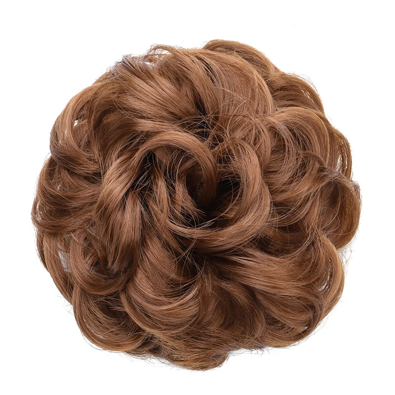 Synthetic Messy Bun Chignon Donut Hair Piece - Blonde Brown, Elastic Scrunchie Bun Pad