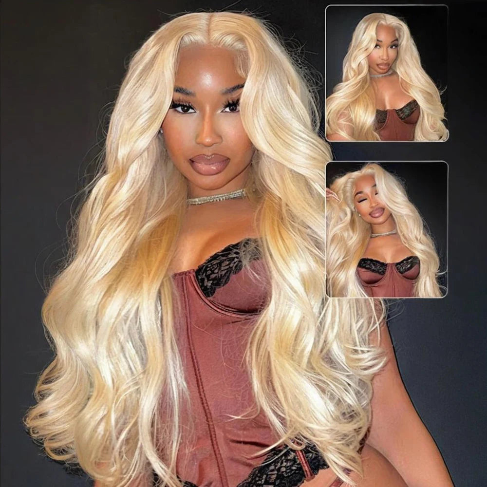 613 Blonde HD Lace Frontal Human Hair Wig, Body Wave, Pre-Plucked, 30 Inch