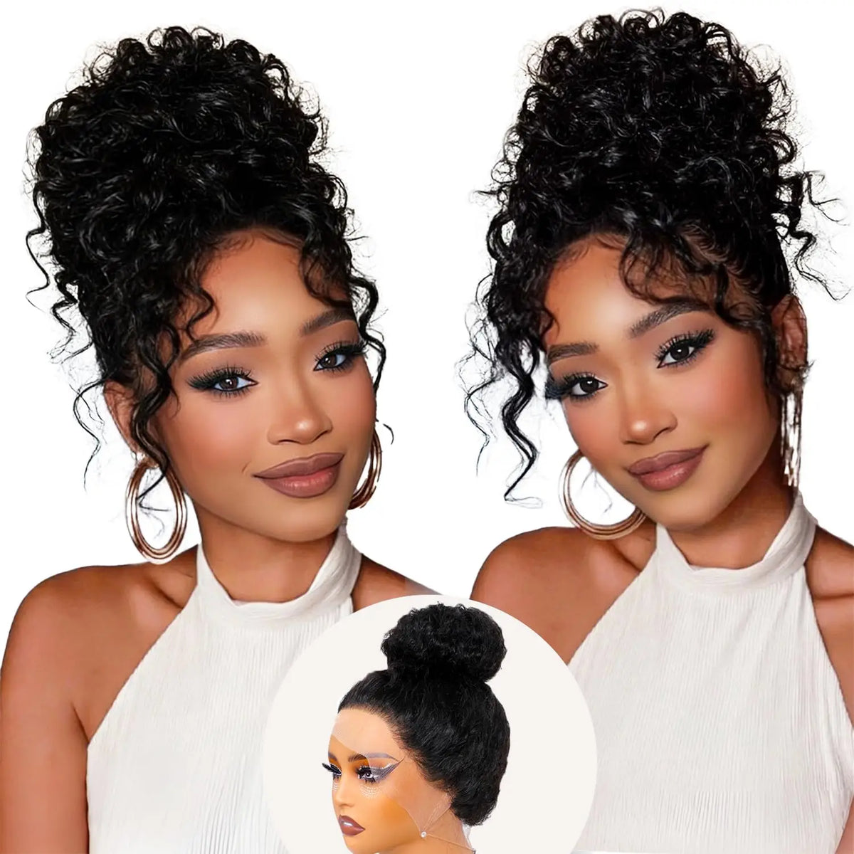 Full Lace Wig Deep Wave Frontal Brazilian Curly Human Hair HD Invisible