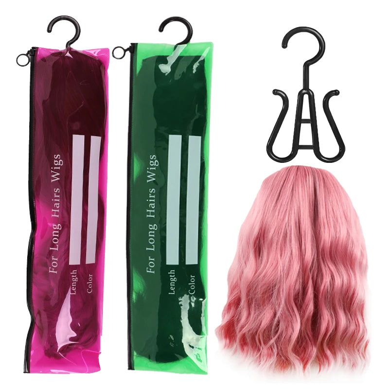 Waterproof Hair Extension Storage Bag With Plastic Hanger Anti-dust Hair Bags For Wigs Salon Barber Hanging Wig Holder & Wig Bag