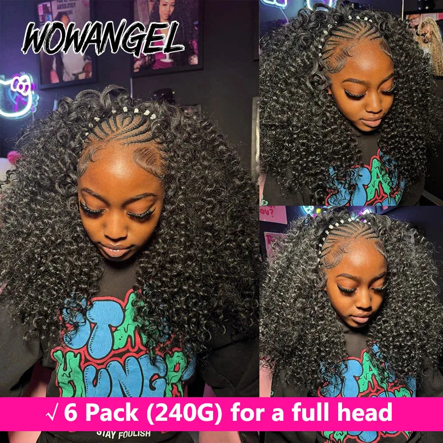Deep Wave Crochet Human Hair Braiding Curly Invisible Knot Pre Separated Knotless