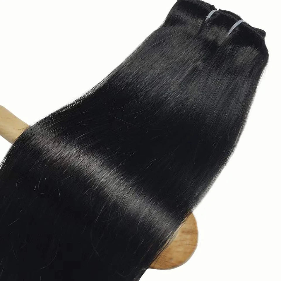 Clip in Hair Extensions Chestnut Brown Double Weft Thick 120G Silky Straight