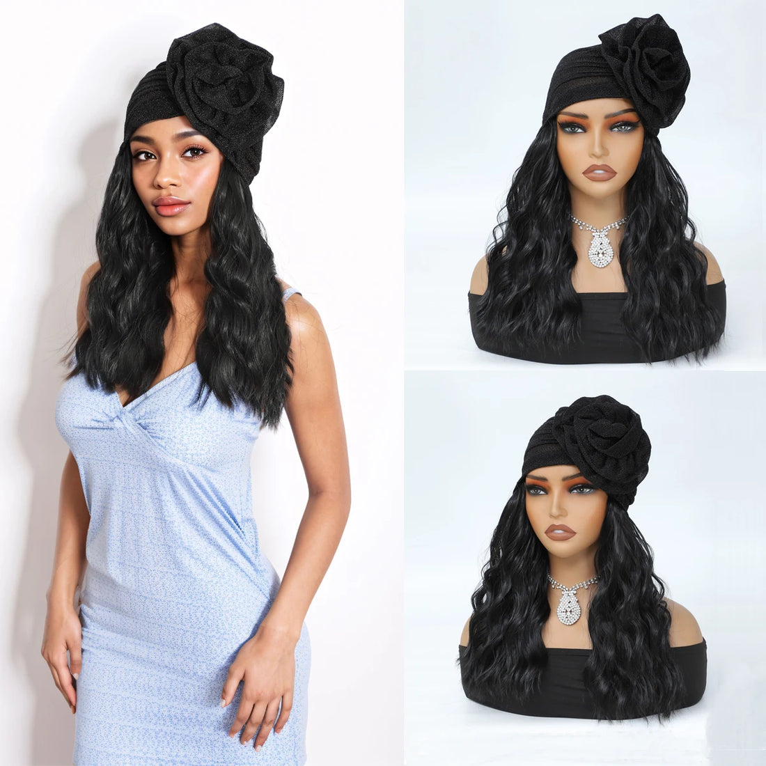 Brown Long Body Wave Knitted Hat Wig, 16 Inch
