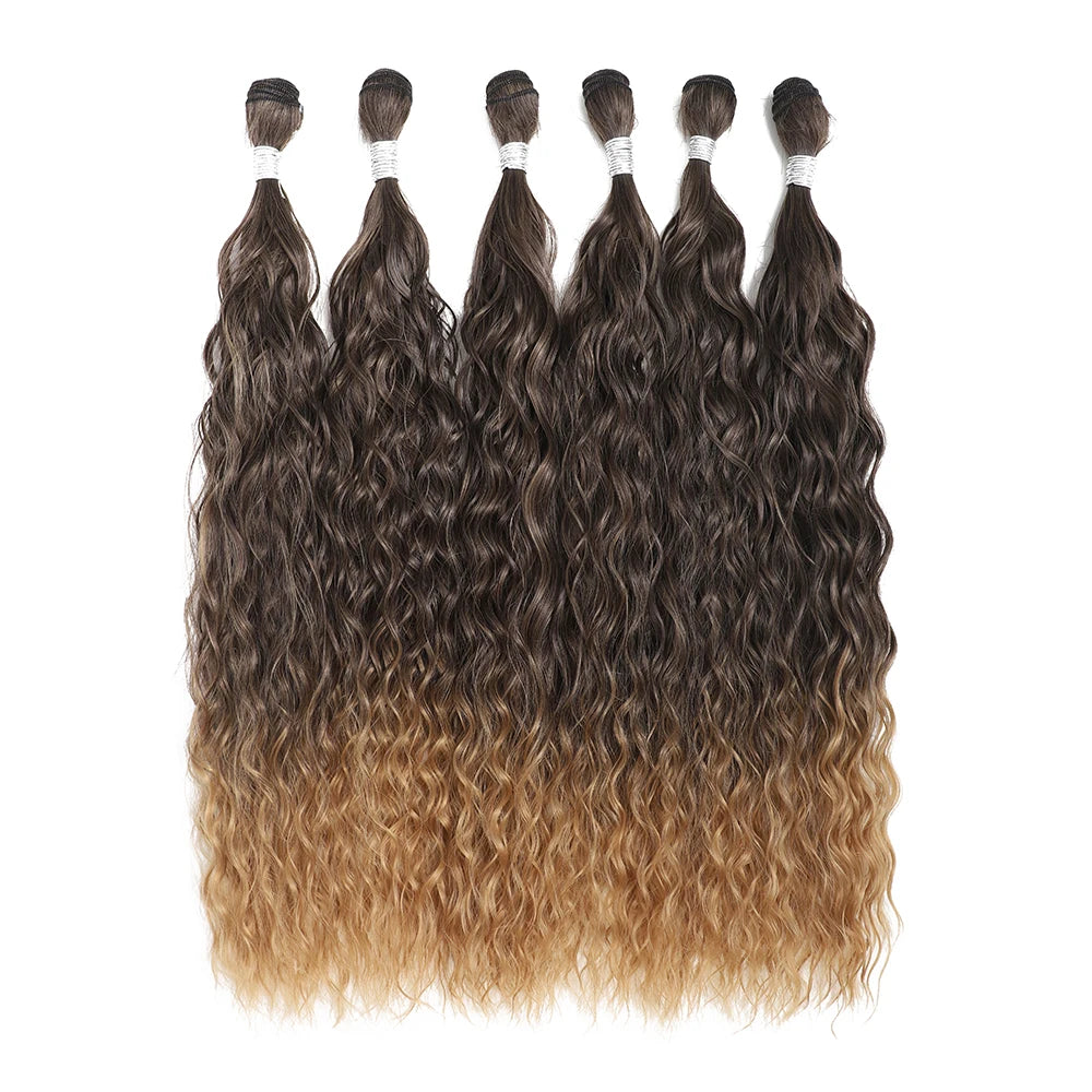 Synthetic Long Curly Bundles Organic Fiber Natural Heat Resistant Wave Hair Extensions