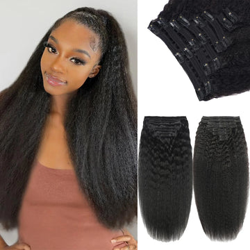 120G/ Kinky Straight Clip in Hair Extensions Cuticle Aligned, 100% Unprocessed Human